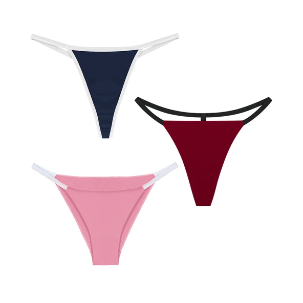 Yohannes Club Kadın, 3'lü String Set, Renk Seçenekli, Çoklu Paket - Resim 2