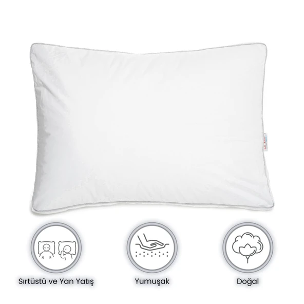 Le Vele İkiz Kaz Tüyü Körüklü Yastık - 50x70 cm - Beyaz - Resim 2