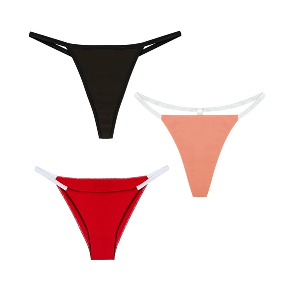 Yohannes Club Kadın, 3'lü String Set, Renk Seçenekli, Çoklu Paket - Resim 5