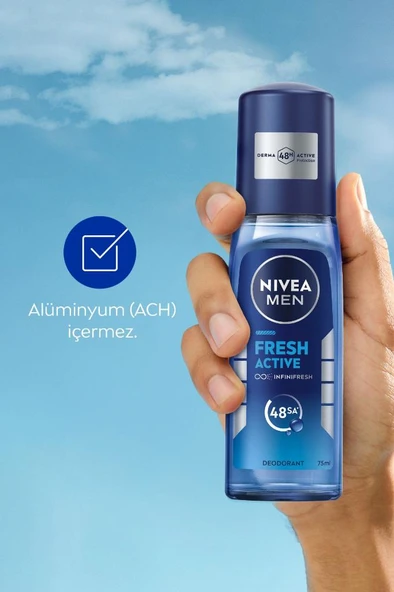 NIVEA MEN Erkek Pump Sprey Deodorant Fresh Active 75ml, Ter Ve Ter Kokusuna Karşı 48 Saat Koruma - 4