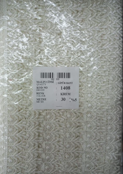 Dantel Polyester Güpür Bant Krem 30 Metre En 3 cm ON-1408-KR ürün görseli