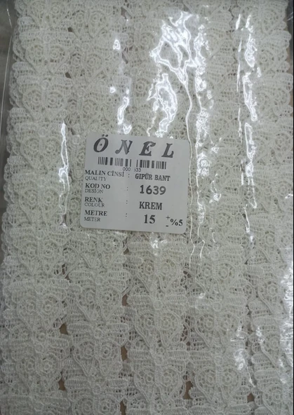 Dantel Polyester Güpür Bant Krem 15 Metre En 6 cm ON-1639-KR ürün görseli