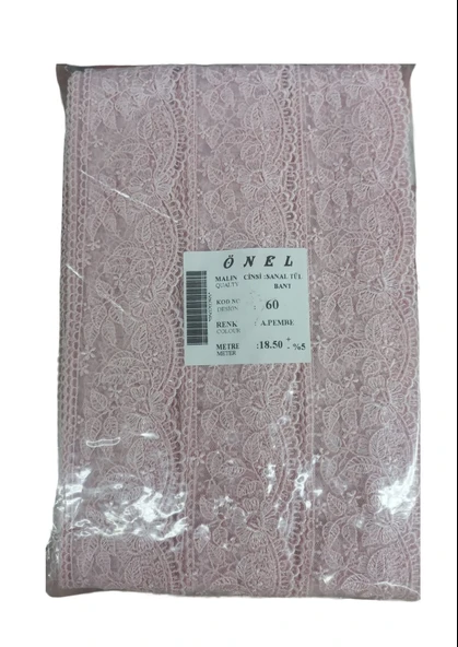 Dantel Polyester Sanal Tül Bant Açık Pembe 18,50 Metre En 6 cm ON-60-P ürün görseli