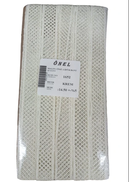 Dantel Polyester Güpür Bant Krem 14,50 Metre En 3 cm ON-1652-KR ürün görseli