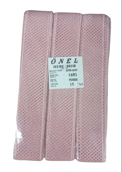 Dantel Polyester Güpür Bant Pembe 15 Metre En 3 cm ON-1651-P ürün görseli
