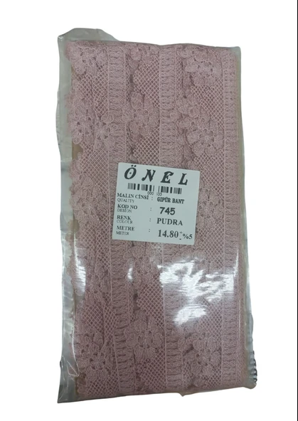 Dantel Polyester Güpür Bant Pudra 14,80 Metre En 3 cm ON-745-PU ürün görseli