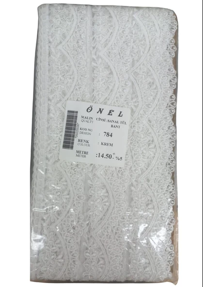 Dantel Polyester Sanal Tül Bant Krem 14,50 Metre En 3 cm ON-784-KR ürün görseli