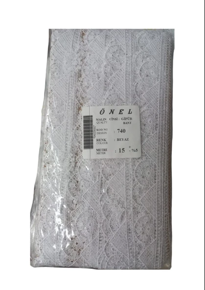 Dantel Polyester Güpür Bant Beyaz 15 Metre En 5 cm ON-740-B ürün görseli