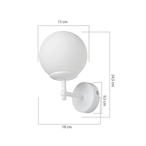 Mano Aydınlatma Dolphin Aplik Beyaz Camlı Aplik Salon Aplik Yatak Odası Aplik - Resim 3