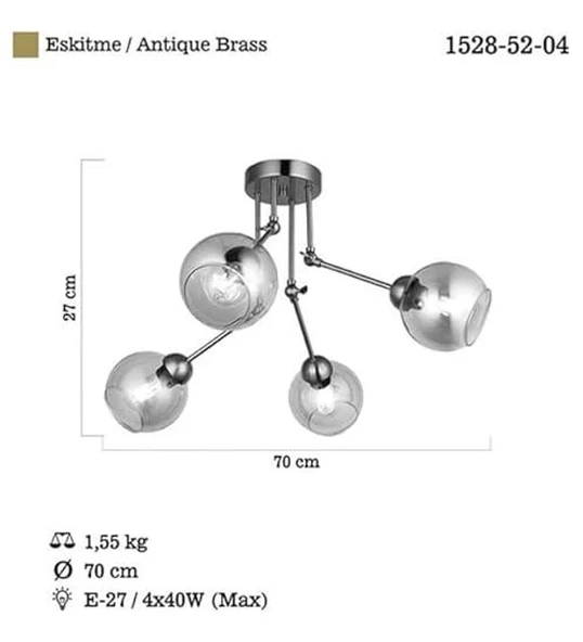 Pore 4'lü Antik Lak Plafonyer - Resim 3