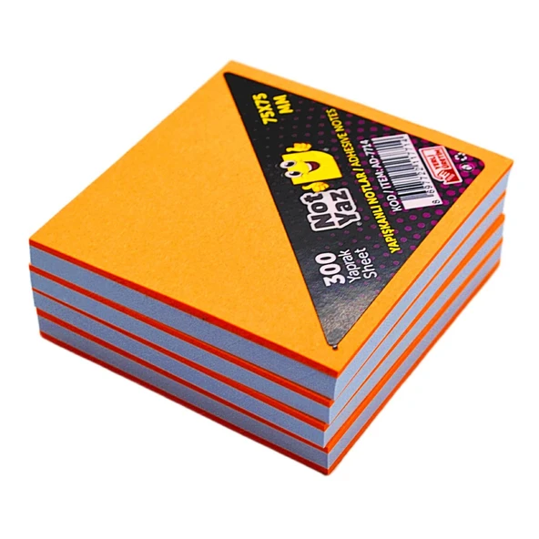 NotYaz 75x75 300 Yaprak Yapışkanlı Küp Not 300 Yaprak Turuncu-Beyaz (AD-7714) ürün görseli