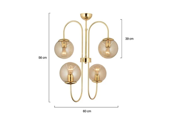 Sosa 4'lü Gold Bal Camlı Avize - 4