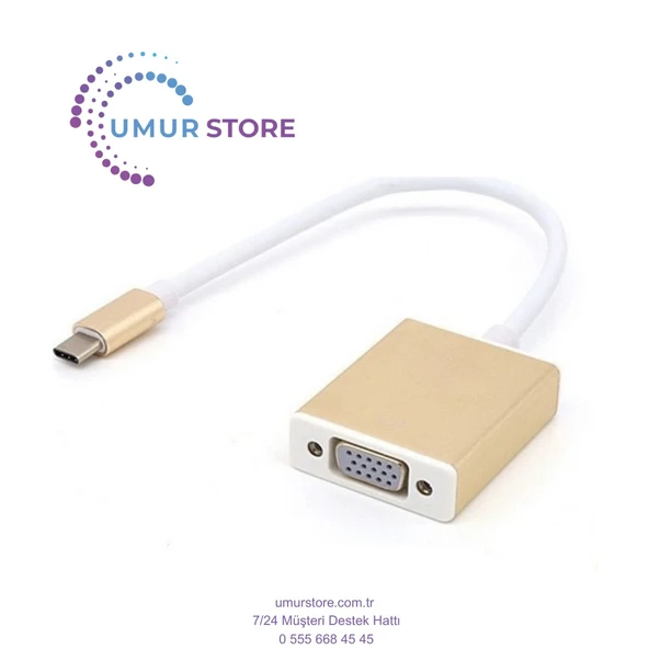 USB 3.1 Type-C Giriş - VGA Çıkış Çevirici Kablo ürün görseli 1