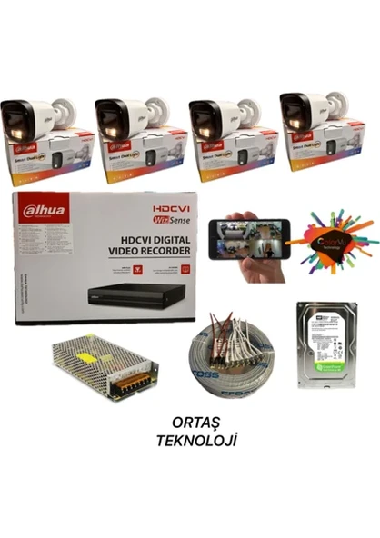 Dahua Kamera - 4 Kamerali Gece Renkli 4 Kanal 500 GB Hddd ürün görseli