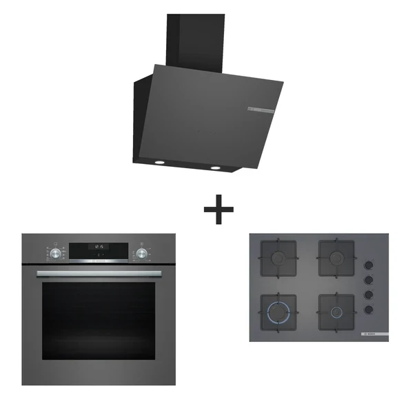 Bosch Ankastre Set HBF534EH3T, POP7C9P30O, DWK66PJ70T