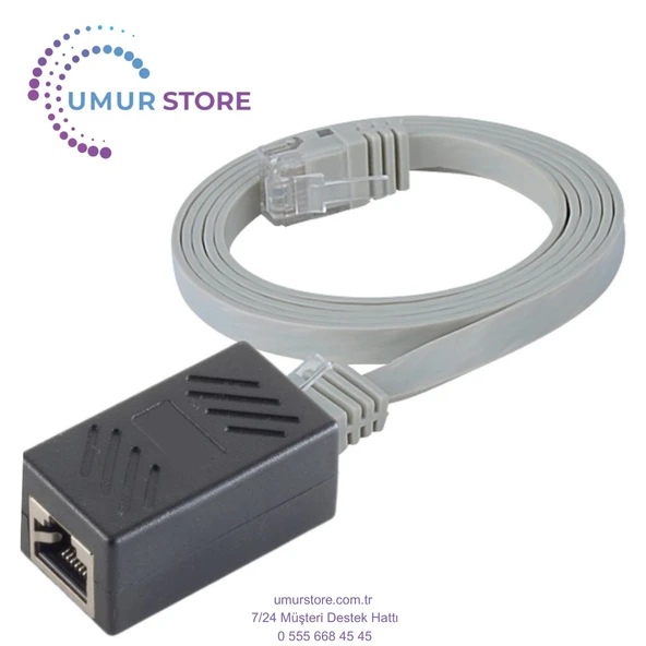 CAT6 Uzatma Seti, Yassı Ethernet Kablo ve Ekleyici, Gri, 5 m