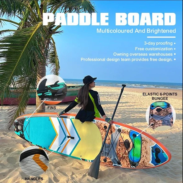 ULTTY Sup Paddle Board Seti (Şişme Paddle Board + Kürek + Pompa) Sup Board/Stand Up Paddle TURKUAZ 320-81-15 - Resim 4