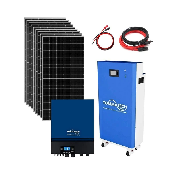 TommaTech 14.3kW Lityum Akülü 11kW MPPT İnverterli Hazır Solar Enerji Paketi ürün görseli 1