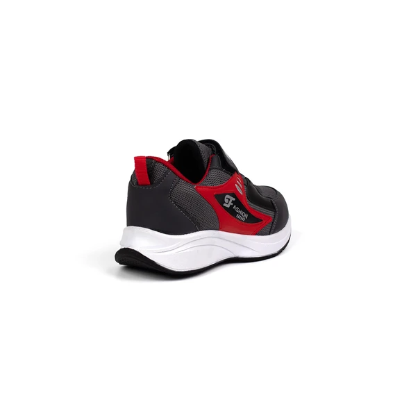 Çocuk Unisex Füme Kırmızı Cırtlı Rahat Günlük Sneaker Spor Ayakkabı - Resim 5