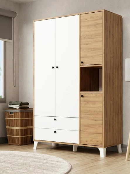Kuzeylife 4 Kapaklı 6 Raflı Ekstra Derin Gardrop-52 cm Derinlik - 4