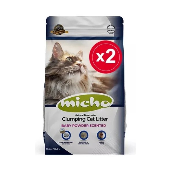 Kalın Taneli Topaklanan Pudra Kokulu Kedi Kumu 2 Adet x 8.5 Lt