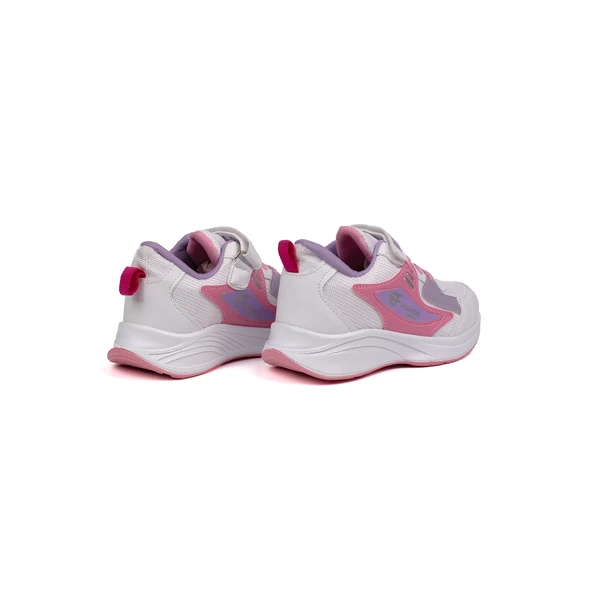 Kız Çocuk Beyaz Pembe Cırtlı Bağcıklı Sneaker Günlük Rahat Spor Ayakkabı - Resim 2