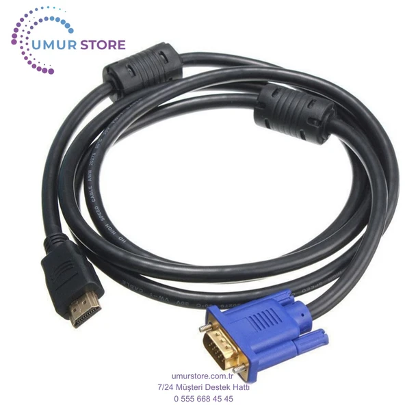 Pc Için 1.8m Mavi Hdtv HDMI - VGA HD15 Erkek Adaptör Kablosu Dönüştürücü - 3