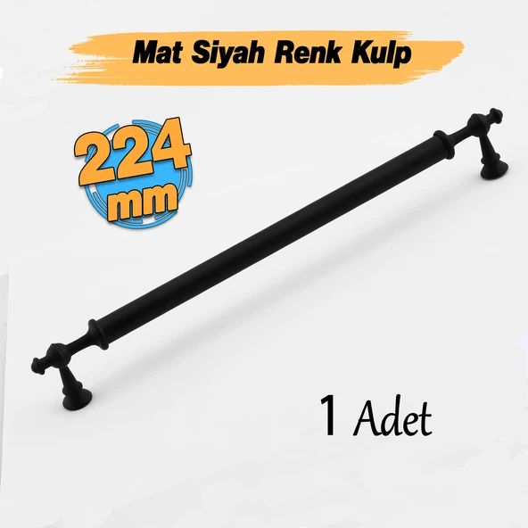 Lüks Metal Kulp Melis (224 mm - 22.4 cm) Siyah Mobilya Mutfak Çekmece Dolap Dolabı Kulbu Kulpları ürün görseli