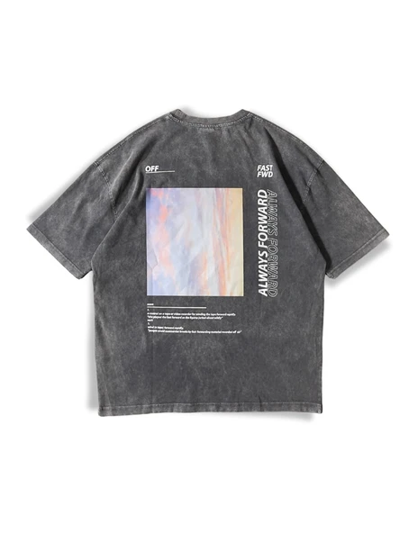 1989 Acid Wash Back Print Oversize Tişört