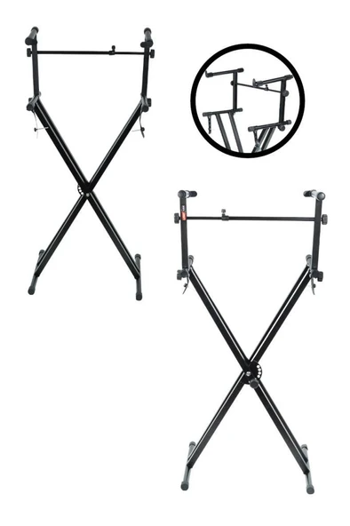 Lastvoice KS-04K Çift Profilli 2 Katlı Org Sehpası Standı Ayağı - Resim 2