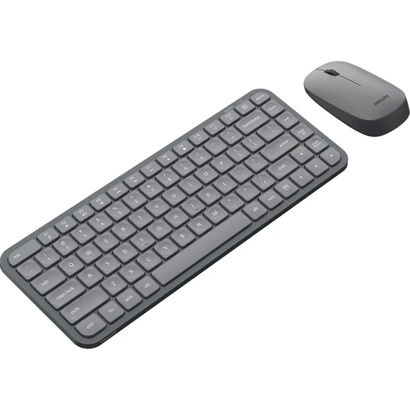 Philips SPT6338 Wireless Set Kablosuz Klavye Kablosuz Mouse Türkçe Q Klavye ve Mouse Seti Gri - Resim 4