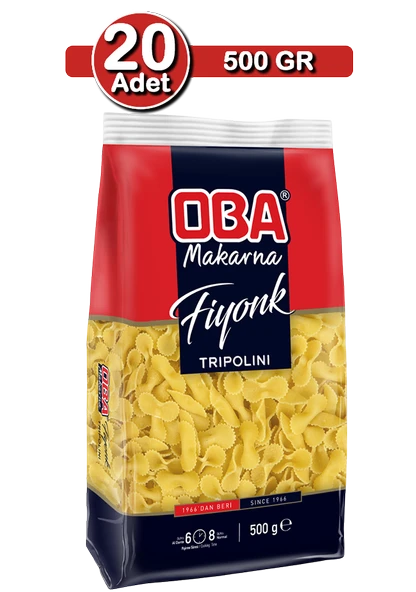 Oba Fiyonk Makarna 500 g x 20 Adet | Toplu Kullanım Paketi - 1