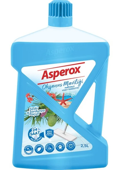 Asperox Parfümlü Yüzey Temizleyici Okyanus Maviliği Sedir & Sardunya Paçuli 2, 5 Lt+Asperox Yüzey Temizleyici Doğaya Kaçış 2.5 L ürün görseli 1