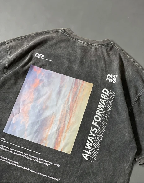1989 Acid Wash Back Print Oversize Tişört - 3