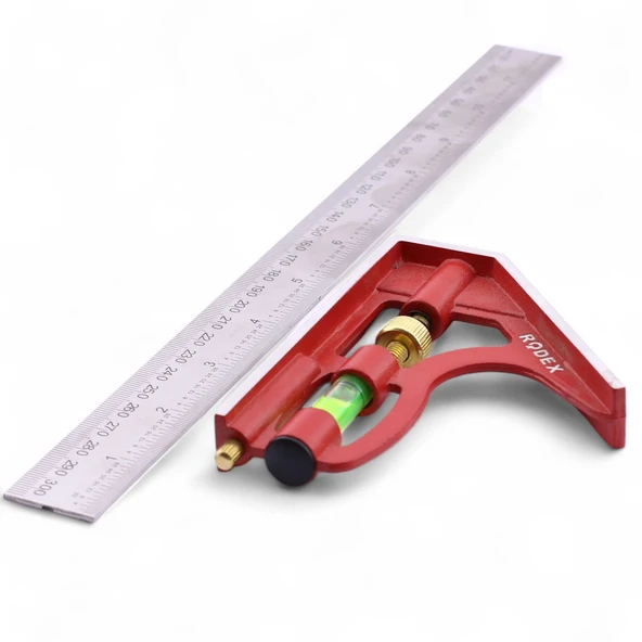 300 mm 30 cm Ayarlı Alüminyum Marangoz Gönye Metal Gövde Açılı Ölçüm Cetveli İnşaat Hassas Gönye - Resim 5