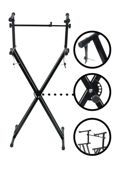 Lastvoice KS-04K Çift Profilli 2 Katlı Org Sehpası Standı Ayağı ürün görseli 1