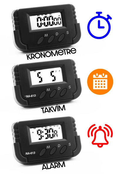 Pomodoro Öğrenci Saati Kronometreli Alarmlı Takvimli Dijital Ders Çalışma Saati Masa Oto Saati - 3