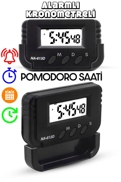 Pomodoro Öğrenci Saati Kronometreli Alarmlı Takvimli Dijital Ders Çalışma Saati Masa Oto Saati - 1