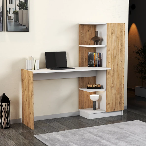 Venüs Çalışma Masası Raflı Kapaklı Çam Beyaz - CLM0503 - 1