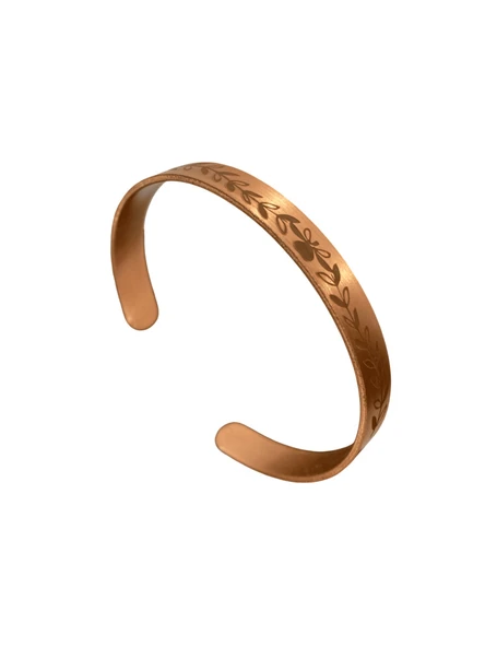 El Yapımı Bitki Motifli Açık Manşet Ayarlanabilir Bakır Bileklik  – Vintage Bohem Şık Tarz ürün görseli 1