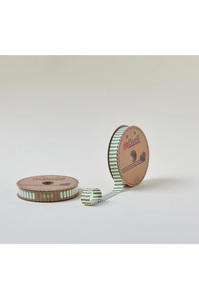 Biye Kalın Çizgili Katlı F12 Yeşil 2 cm 25 Metre %65 Koton %35 Polyester ürün görseli