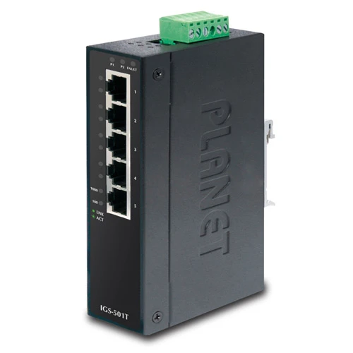 Endüstriyel Tip Yönetilemeyen Switch (Industrial Unmanaged Switch)<br>
5-Port 10/100/1000T<br>
IP30, -40~75 Derece C ürün görseli 1