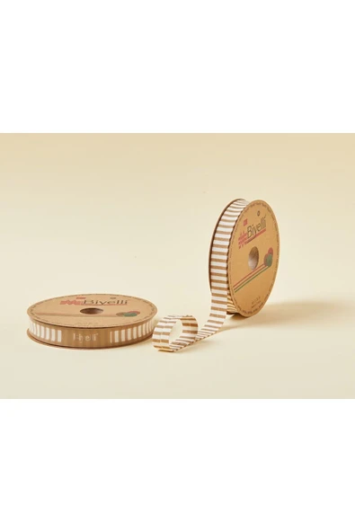 Biye Kalın Çizgili Katlı F13 Bej 2 cm 25 Metre %65 Koton %35 Polyester ürün görseli