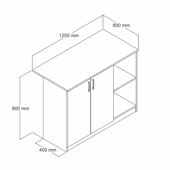 Tanmob MTD0501 Ada Mutfak 120 cm Kapaklı Raflı Beyaz - 5