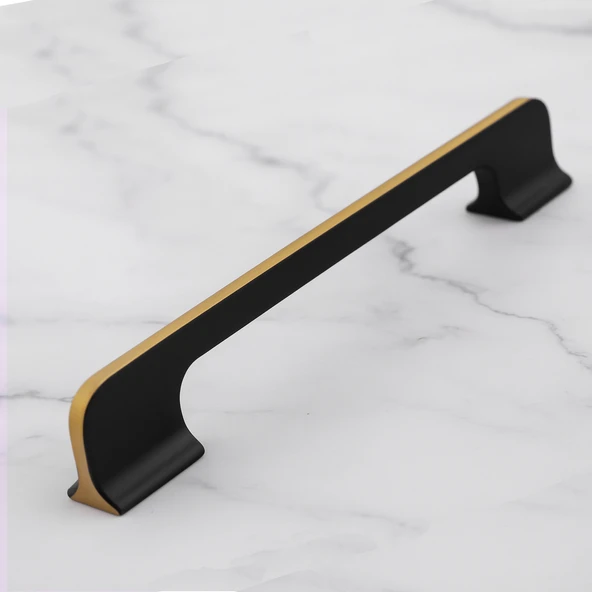 Afyon (160 mm - 16 cm) Siyah Gold Metal Mobilya Mutfak Çekmece Dolap Dolabı Kulbu Kulpu Kulpları - Resim 4