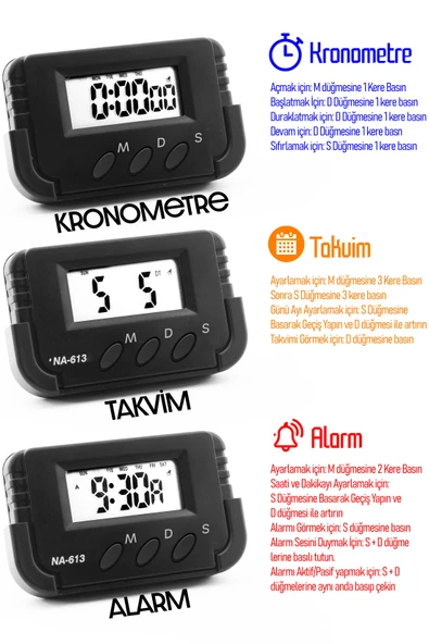 2li SET Şarjlı Masa Lambası + Kronometreli Öğrenci Saati Renk Ayarlı Ders Çalışma Okuma Lambası 975 - Resim 5