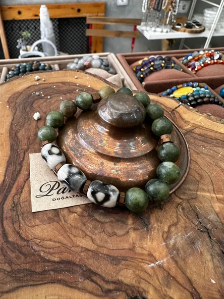 Yeşim ve Tibet Akik Doğal Taş Bileklik