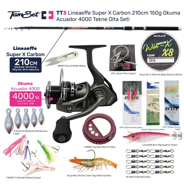 TAMSET Acuador 4000 Super X Carbon 210cm 150g Tekne Olta Seti