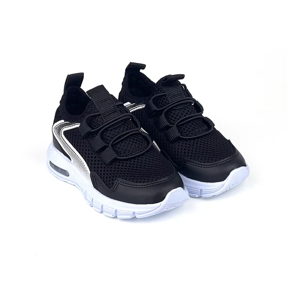 Unisex Bebe Siyah Beyaz Işıklı Bağcıksız Rahat Kalıp Sneaker Spor Ayakkabı ürün görseli