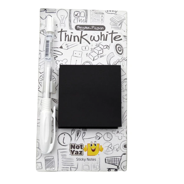 NotYaz Think White Beyaz Jel Kalemli Yapışkanlı Not Kağıdı Siyah (TW-7264) ürün görseli